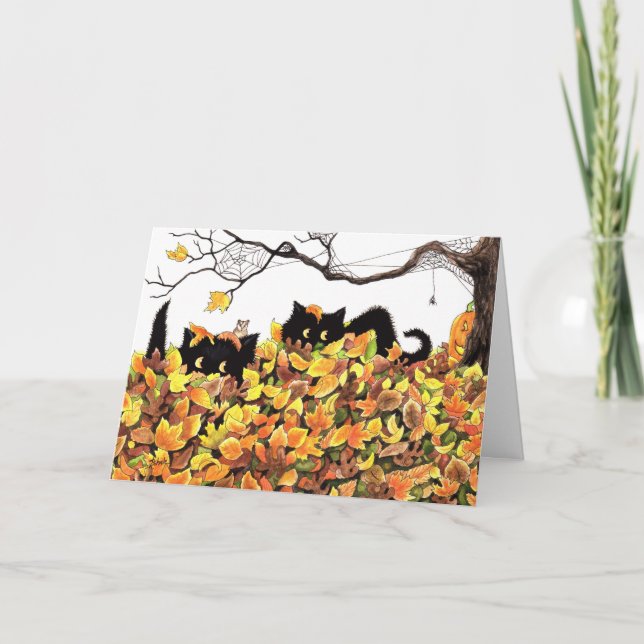 Carte Chat Noir Pékin pour vous souhaiter un Halloween h (Devant)