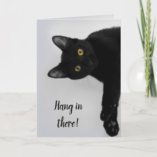 Carte Chat Noir Personnalisé Mignonne Se Bien (Devant)