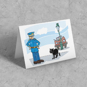 Carte Chat noir policier de malchance et accident