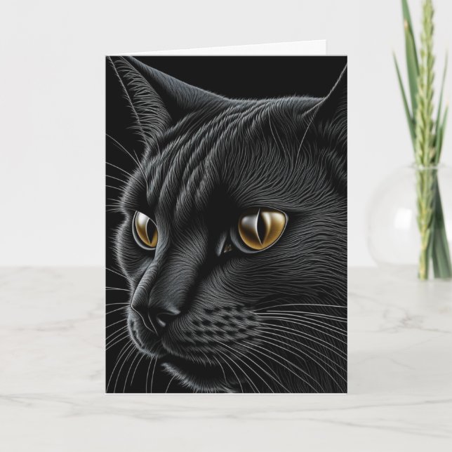 Carte Chat Noir Pun Joyeux Anniversaire (Devant)