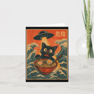 Carte Chat Noir Ramen Alien Ufo Drôle Japonais Kawaii An