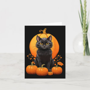 Carte Chat Noir Rétro Halloween Costume Citrouille Pour 