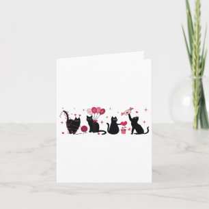 Carte Chat Noir Rétro Jouer Coeur Valentines Jour Chat K