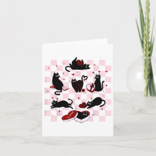 Carte Chat Noir Rétro Jouer Coeur Valentines Jour Chat K