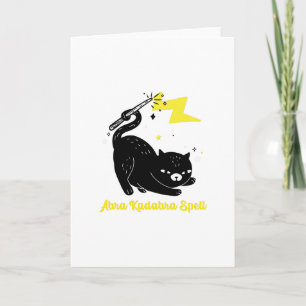 Carte Chat noir sorcier - Sort Abra Kadabra