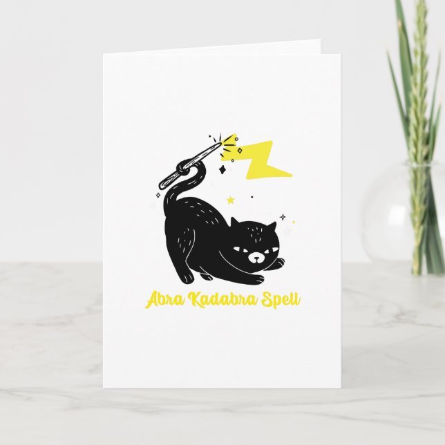 Carte Chat noir sorcier - Sort Abra Kadabra (Devant)