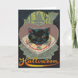 Carte Chat Noir Sorcière L'Heure de la Sorcellerie Plein