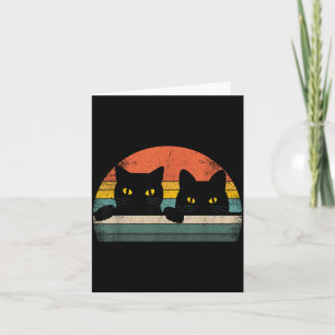 Carte Chat Noir Style Rétro Vintage - Cadeau pour Amateu