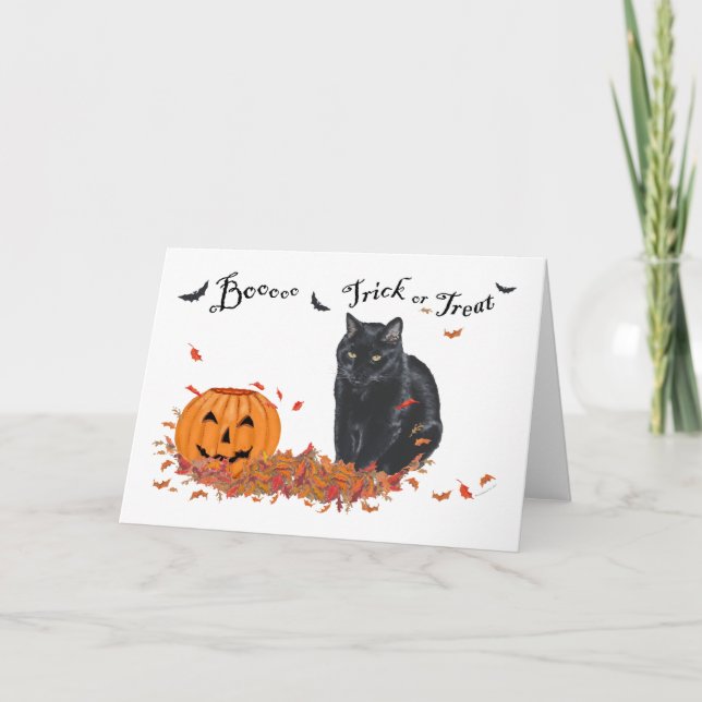 Carte Chat noir Trick or Treat Halloween (Devant)