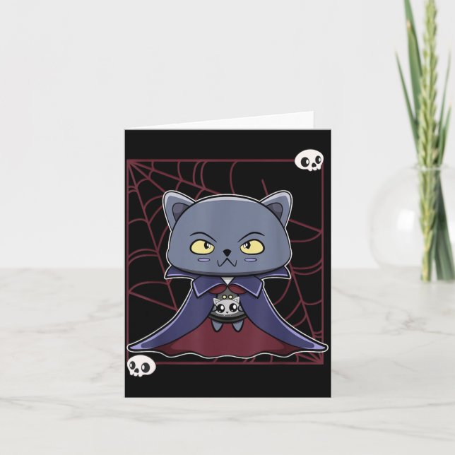 Carte Chat Noir Vampire Dracula Et Objet De Monstre Pour (Devant)