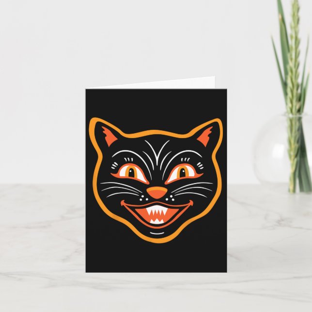 Carte Chat noir Vintage Halloween (Devant)