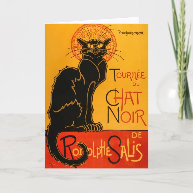 Carte Chat Noir Vintage Halloween Affiche Steinlen (Devant)