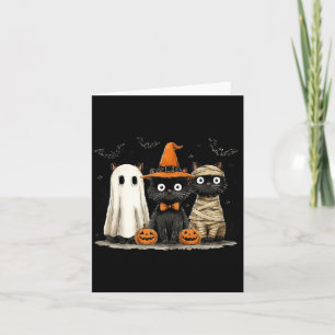 Carte Chat noir vintage Halloween Citrouille Fantôme eff