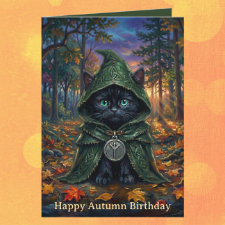 Carte Chat noir Whimsigoth Anniversaire d'automne