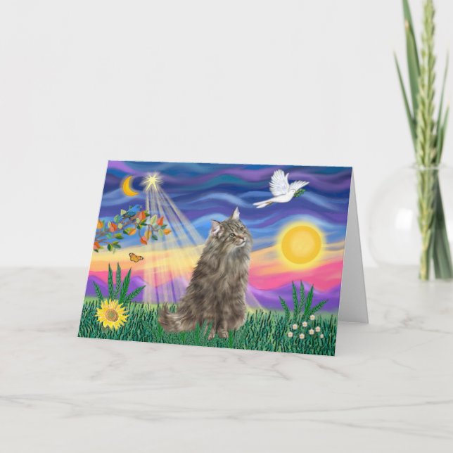Carte Chat norvégien tabby - Crépuscule (Devant)