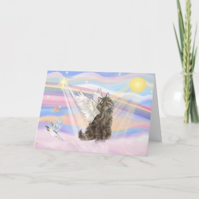 Carte Chat norvégien tigré - Ange (Devant)