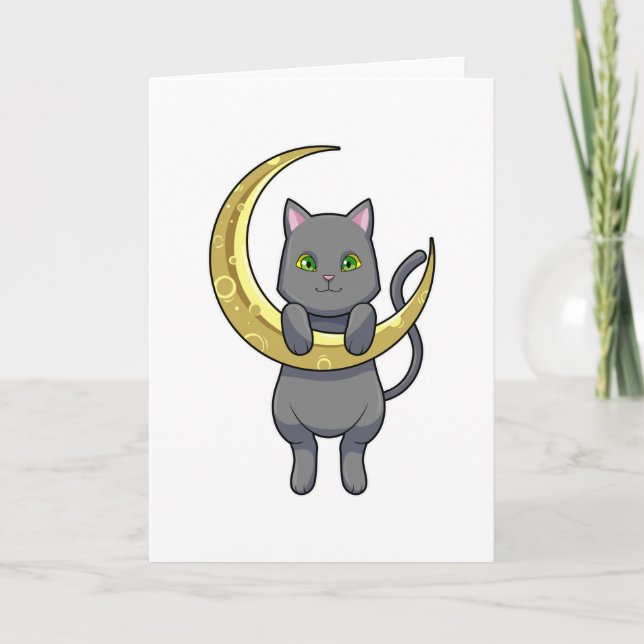Carte Chat Nuit Lune (Devant)