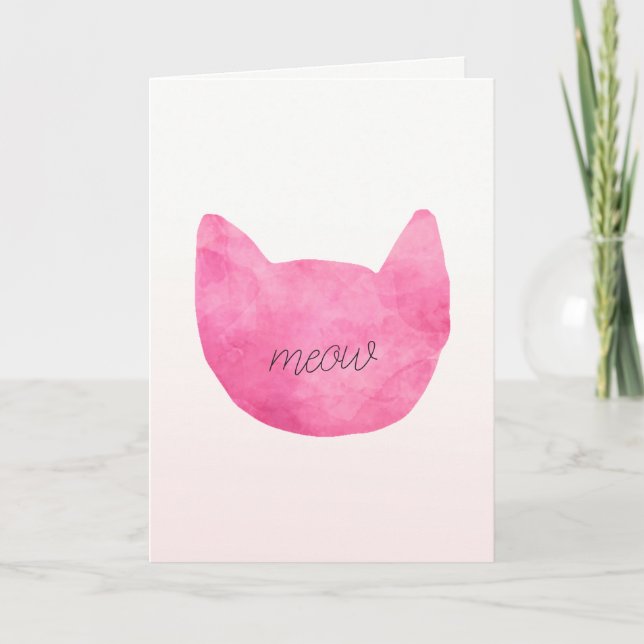 Carte Chat Ombre rose pâle (Devant)