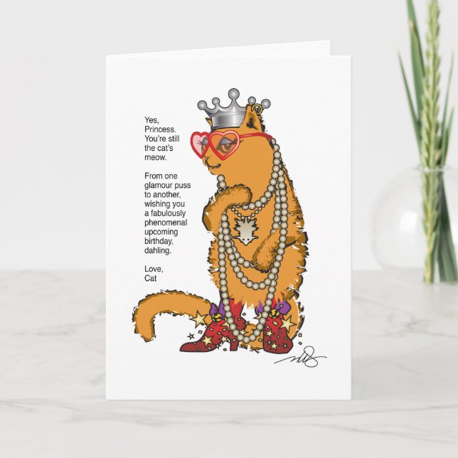 Carte Chat orange mignon Glamour Puss (Devant)