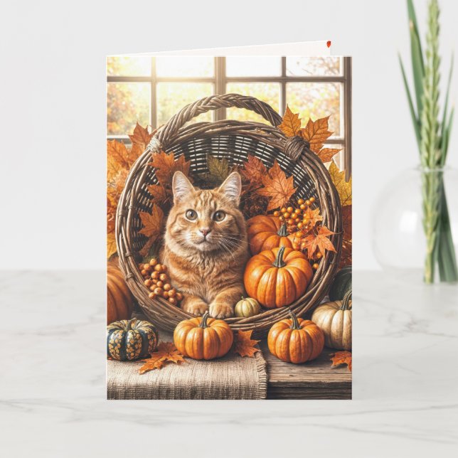 Carte Chat Orange Pour Novembre Anniversaire (Devant)