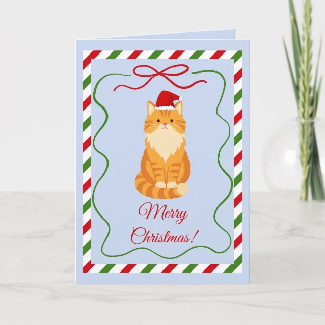 Carte Chat Orange Santa (Devant)