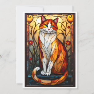 Carte Chat orange séduisant de style vitrail