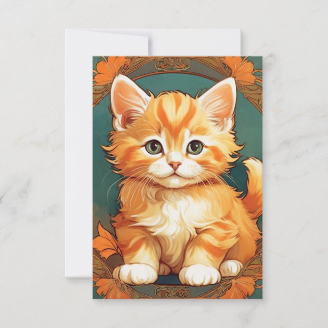 Carte Chat orange style Mucha Alphonse (Devant)