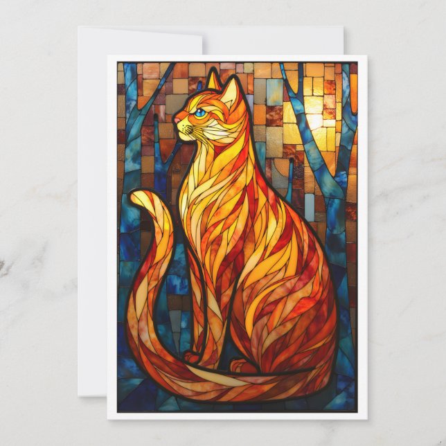 Carte Chat orange style vitrail  (Devant)