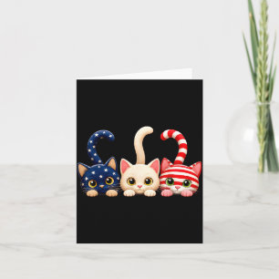 Carte Chat patriotique du 4 juillet drapeau américain Us