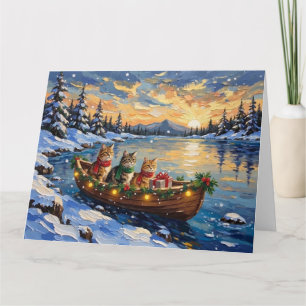 Carte Chat Persan Noël Bateau Fêtes