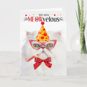 Carte Chat perse blanc MEOWvelous Anniversaire
