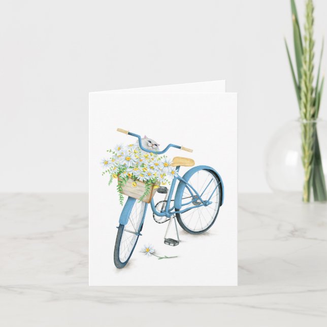 Carte Chat perse dans le panier de marguerite (Devant)