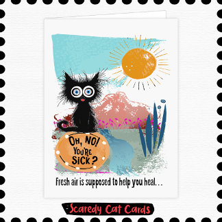 Carte Chat Peureux "Oh non, vous êtes malade ?" Prompt r