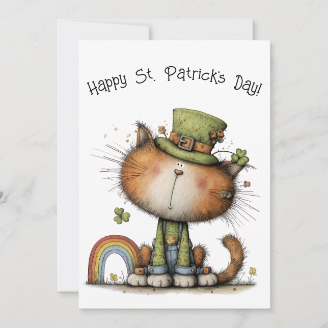 Carte Chat plat mignon de la Saint-Patrick (Devant)