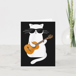 Carte Chat Portant des Sungles Jouer Guitare Guitariste