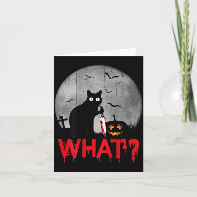 Carte Chat Quel_ Chat Noir Meurtrier Avec Couteau Hallow (Devant)