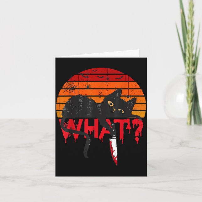 Carte Chat Quel_ Chat Noir Meurtrier Avec Couteau Hallow (Devant)