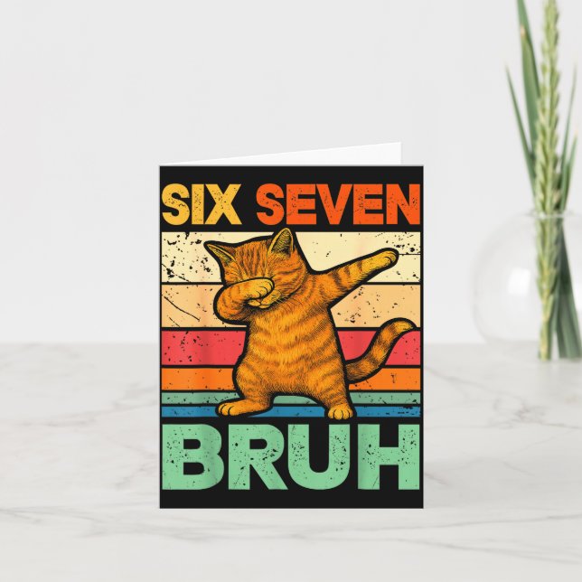 Carte Chat qui fait le dab Bruh 67 Mème 6 7 Six Sept  (Devant)