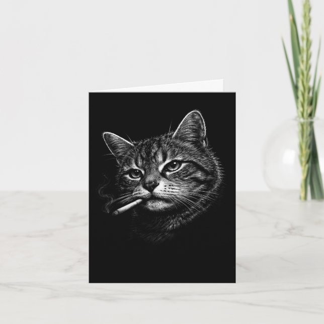Carte Chat qui fume drôle chat maman chat papa  (Devant)
