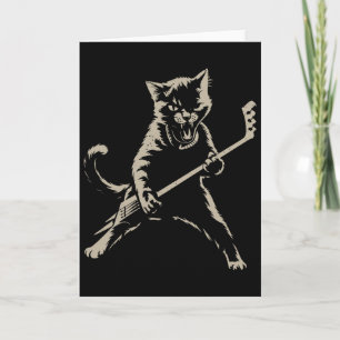 Carte Chat qui joue au hockey sur glace Drôle de chat qu