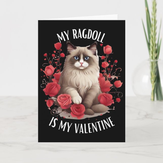 Carte Chat Ragdoll est mon Valentin  (Devant)