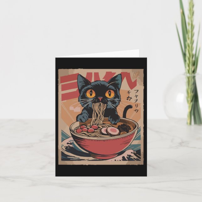 Carte Chat Ramen Japonais Drôle Tee - shirts Graphiques  (Devant)
