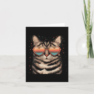Carte Chat Rétro Avec Lunettes Cœur Amour Chat Mignon Va