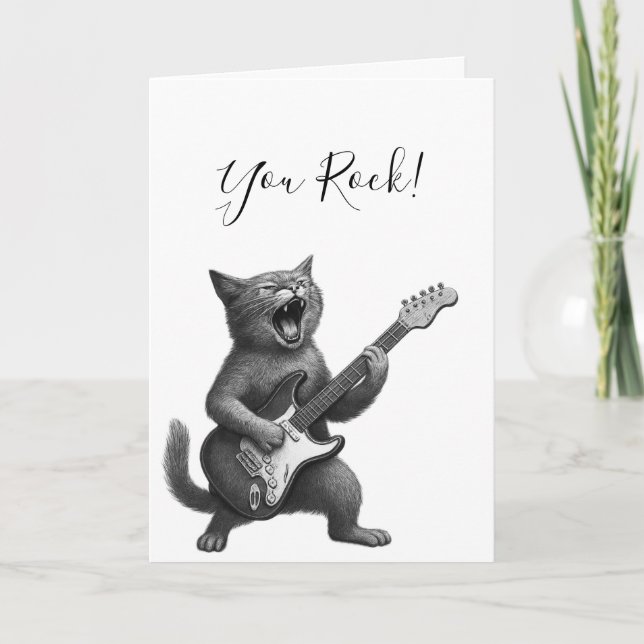 Carte Chat Rockeur (Devant)