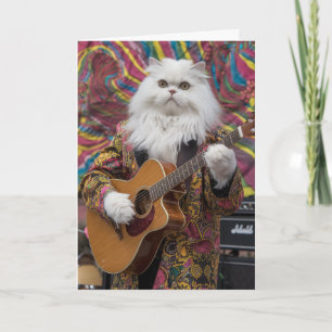 Carte Chat rockeur persan blanc drôle