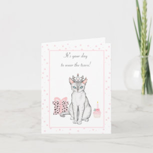 Carte Chat rose et gris dans un anniversaire de Tiara