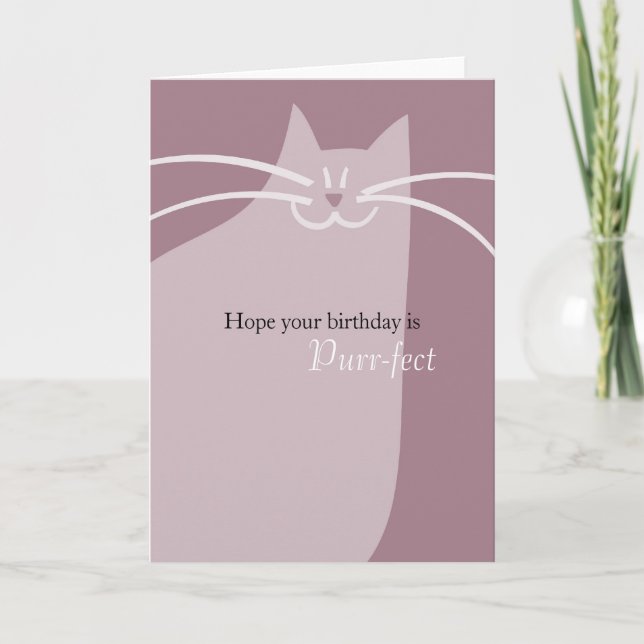 Carte Chat rose mignon Anniversaire (Devant)