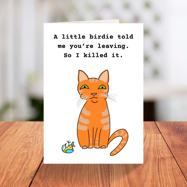 Carte Chat roux drôle qui quitte la retraite (Créateur téléchargé)