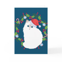 Chat Roux Ragdoll au Couronne de Noël