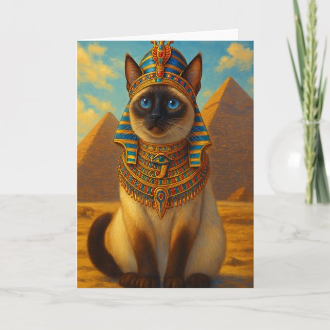 Carte Chat royal égyptien pharaon dans le désert (Devant)